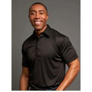 NWOT Collars and Co Dress Collar Polo Short Sleeve Shirt Large Black